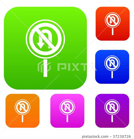 No U turn road sign set collection No U turn road sign set collection 37238726