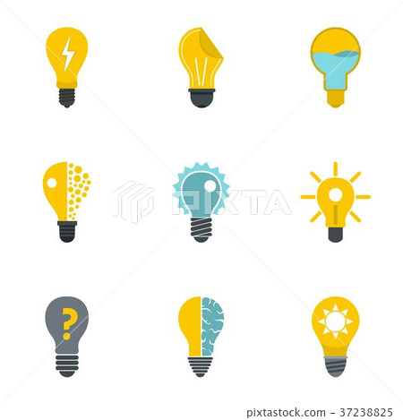 Idea bulb icons set, flat style Idea bulb icons set, flat style 37238825