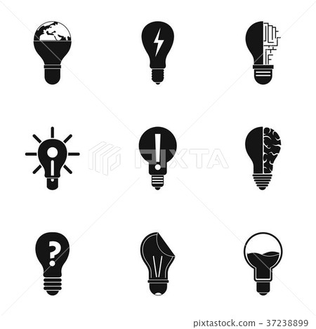 lightbulb icons set, simple style lightbulb icons set, simple style 37238899