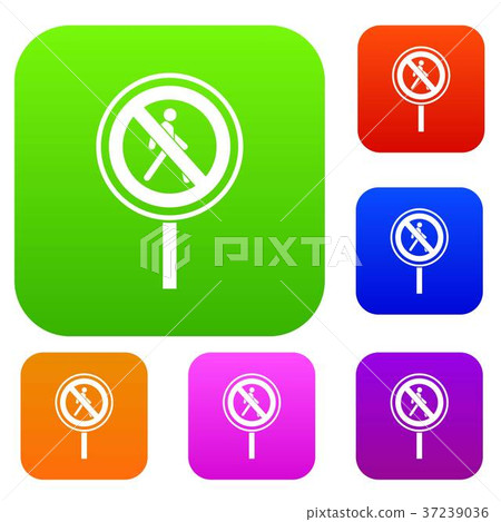 No pedestrian sign set collection 37239036