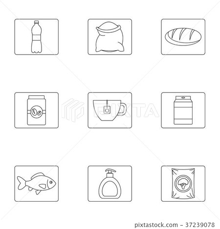 Eating icons set, outline style 37239078