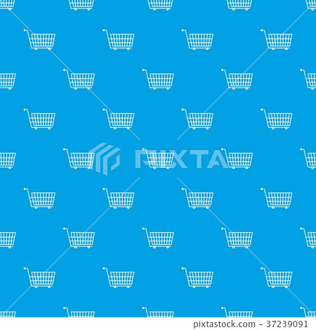Large empty supermarket cart pattern seamless blue 37239091