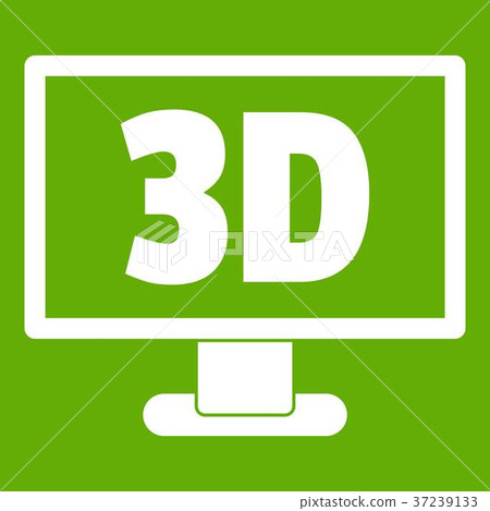 Computer monitor with 3d inscription icon green 37239133