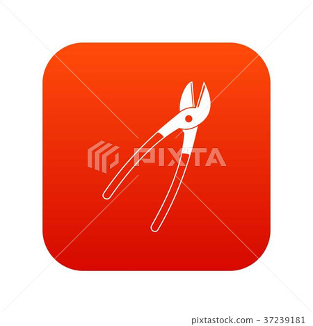 Metal shears icon digital red 37239181