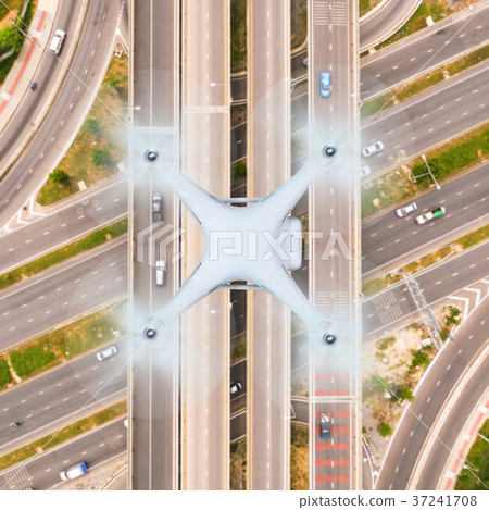 Top view of drone flying Top view of drone flying 37241708