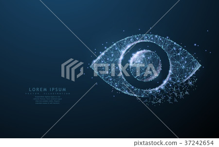 Eye. Polygonal wireframe mesh with crumbled edge 37242654