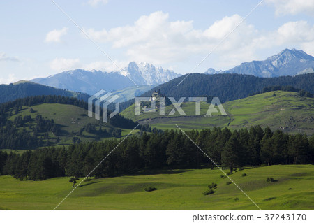 Ancient towers on top of a mountain  37243170