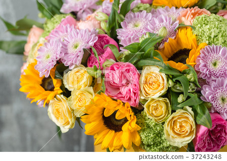 beautiful bouquet of mixed flowers in a vase on beautiful bouquet of mixed flowers in a vase on 37243248