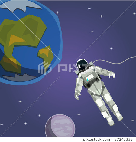 ute astronaut with planet and stars in space 37243333