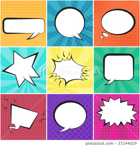 Big set of retro speech bubbles with backgrounds - Stock Illustration ...