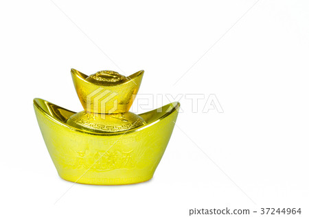Chinese gold ingots isolated on white background. Chinese gold ingots isolated on white background. 37244964
