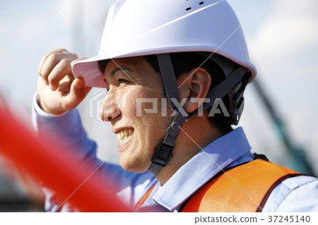 Young Male Civil Engineer Security Guard Guard Man Traffic Guidance Gatten Worker Young Male Civil Engineer Security Guard Guard Man Traffic Guidance Gatten Worker 37245140