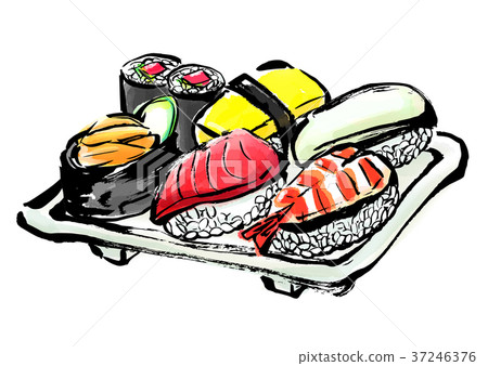 Brush painting Sushi Nigiri Sushi - Stock Illustration [37246376] - PIXTA