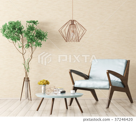 Interior of living room with armchair 3d rendering Interior of living room with armchair 3d rendering 37246420