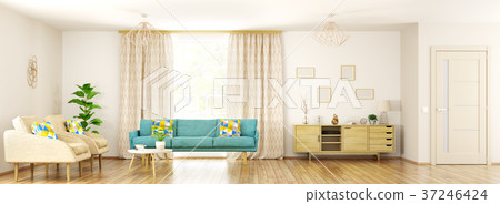 Modern interior of living room panorama 3d render 37246424