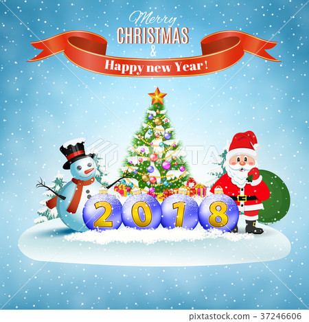 Santa Claus and Snowman 37246606