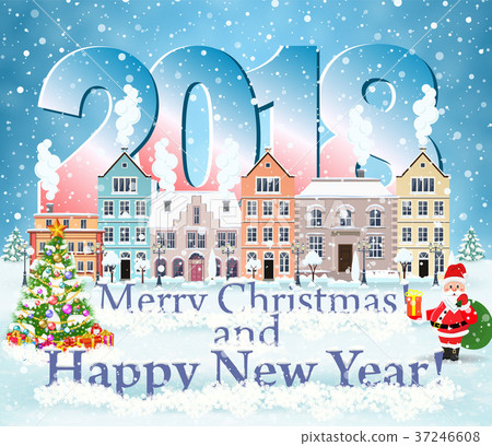 Christmas winter city street Christmas winter city street 37246608