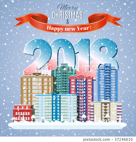 Christmas winter city street Christmas winter city street 37246610