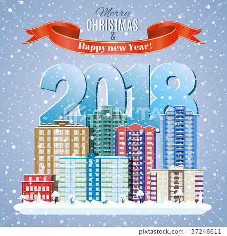 Christmas winter city street Christmas winter city street 37246611
