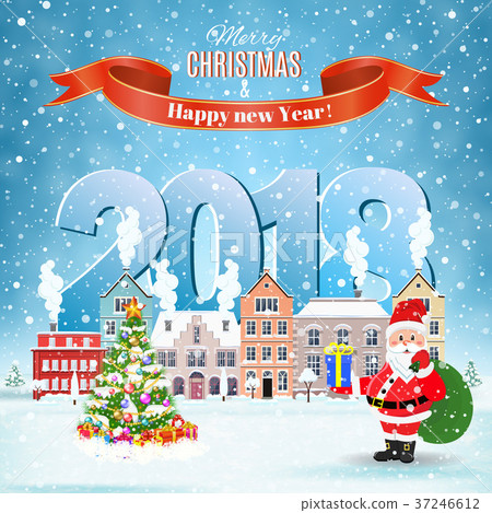 Christmas winter city street Christmas winter city street 37246612
