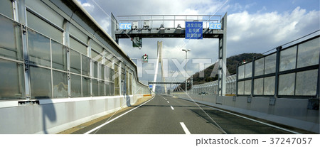 Hanshin Expressway Information board Bridge wide from car Hanshin Expressway Information board Bridge wide from car 37247057