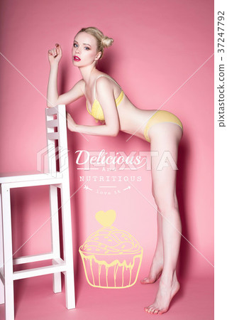 young sexy smiling blonde woman in lingerie young sexy smiling blonde woman in lingerie 37247792