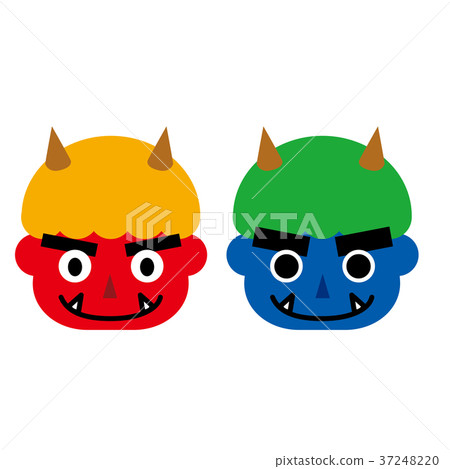 Illustration of red demon and blue demon (face... - Stock Illustration ...