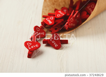 Lovers day background with red clothespins in Lovers day background with red clothespins in 37248629