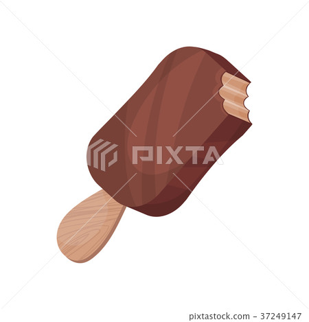 Chocolate ice cream on wooden stick, eskimo pie Chocolate ice cream on wooden stick, eskimo pie 37249147