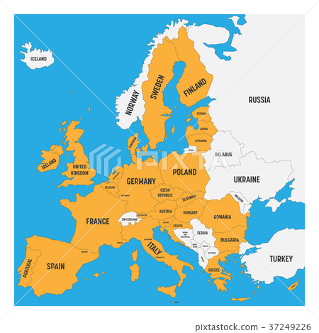 France In Europe Political Map Political Map Of Europe With White Land And Yellow - Stock Illustration  [37249226] - Pixta