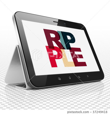 Cryptocurrency concept: Tablet Computer with Cryptocurrency concept: Tablet Computer with 37249418