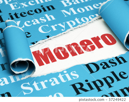 Cryptocurrency concept: red text Monero under the 37249422