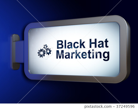 Advertising concept: Black Hat Marketing and Gears Advertising concept: Black Hat Marketing and Gears 37249596