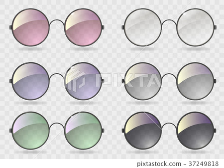 Set round glasses with different glass Set round glasses with different glass 37249818