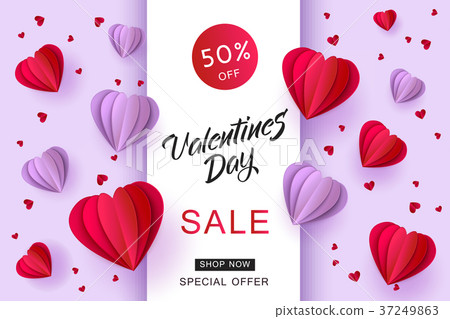 Vector valentines day sale paper origami heart 37249863