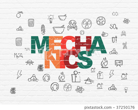 Science concept: Mechanics on wall background Science concept: Mechanics on wall background 37250176