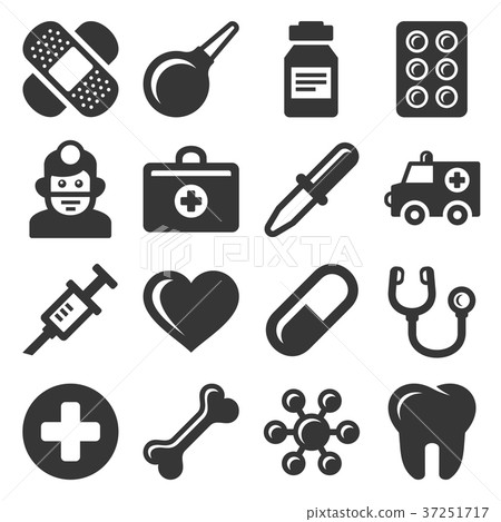 Medical Icons Set on White Background. Vector Medical Icons Set on White Background. Vector 37251717