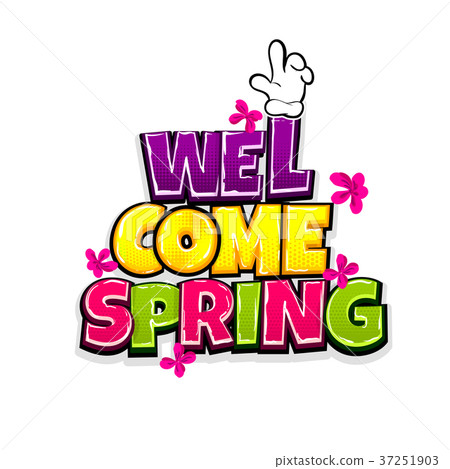 Comic text advertise hello spring - Stock Illustration [37251903] - PIXTA