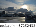 Frozen sea and anchor boat cold scenery 37252432