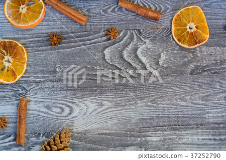 Christmas spices on wooden background 37252790
