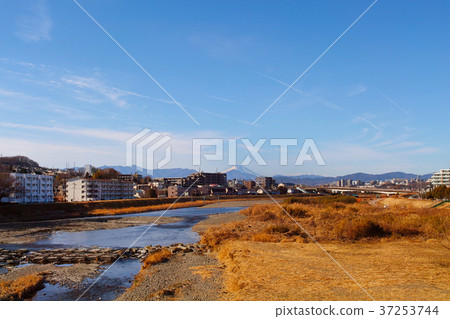 [Tama's Togashi Hakkei] Mt. Fuji seen from Fureai Bridge (Hino City, Tokyo) 37253744
