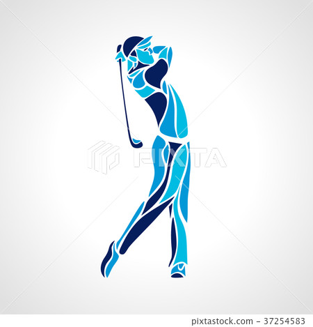 Silhouette of golf player in blue colors. Vector Silhouette of golf player in blue colors. Vector 37254583