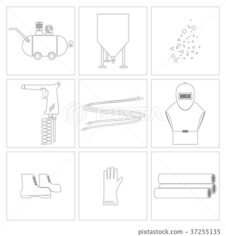 Sandblasting and equipment tools icon, Vector Sandblasting and equipment tools icon, Vector 37255135