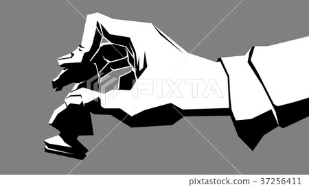 Illustration of hand with chess piece. 37256411