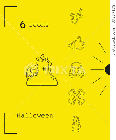 Collection of 6 halloween icons. Vector 37257178