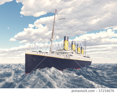 Ocean liner in the stormy sea 37258076