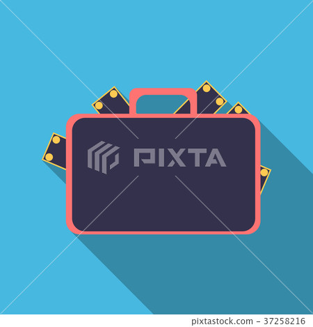 money briefcase icon. coin and bill in flat style money briefcase icon. coin and bill in flat style 37258216
