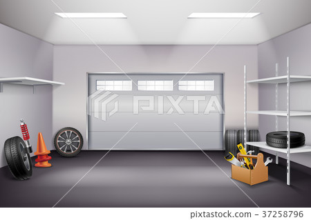 Garage Interior Realistic Composition 37258796