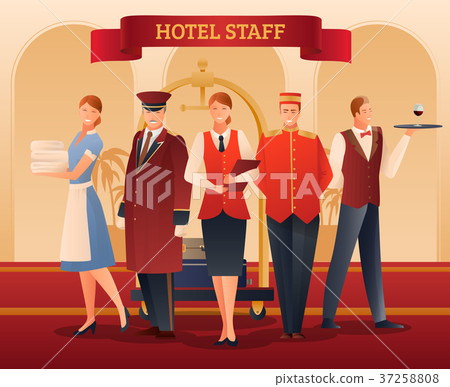 Hotel Staff Flat Composition 37258808
