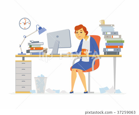 Tired office worker - modern cartoon people 37259063